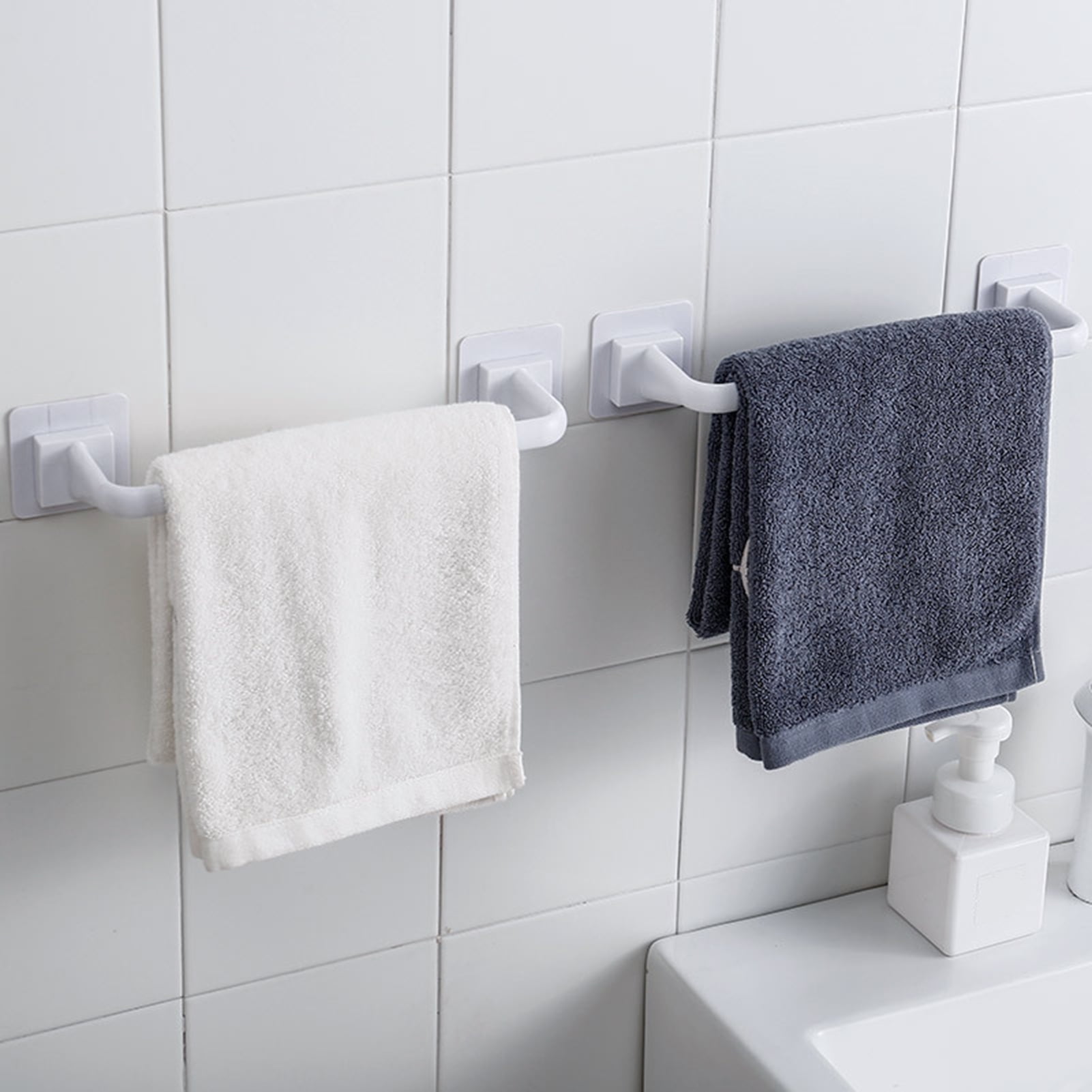 Floridivy Self Adhesive Towel Rod Towel Bar Stick on towel rack,Adhesive towel stick,Adhesive Wall Bath Towel Holder Rail Rack Kitchen Bathroom
