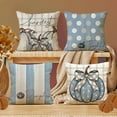 thumbnail image 2 of Fall Pillow Covers 20x20 Inch Set of 4 Stripes Polka Dots Buffalo Plaid Pumpkin Pillows Decorative Autumn Thanksgiving Harvest Thankful Throw Pillows Cushion Case Fall Decor F057-Blue 20, 2 of 6