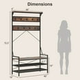 thumbnail image 3 of Costway Coat Rack 4-In-1 Hall Tree with 11 Hanging Hooks, Shoe Bench, 2-Tier Shoe Rack, Brown, 3 of 10