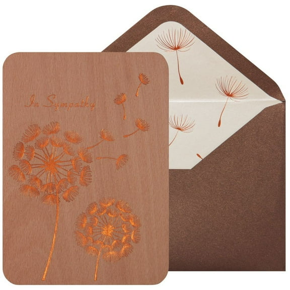 NIQUEA.D, Gold Dandelions on Wood Sympathy Card
