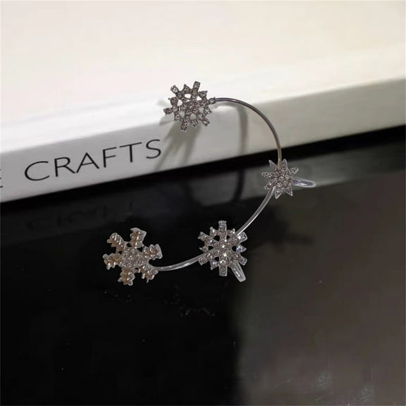 FAMTKT Snowflake Earrings Non-pierced Earclip Female Design Diamond Earrings Jewelry for Valentine's Day Mother's Day Anniversary Birthday Christmas Gifts