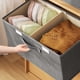 thumbnail image 4 of Cajas de almacenamiento plegables de doble tapa de tela gris con asas para juguetes, estantes, ropa, papeles, libros, 4 of 6