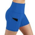 thumbnail image 2 of dazeni Biker Shorts Women with Pockets High Waisted Yoga Workout Gym Shorts Stretchy Tummy Control Shorts Sky Blue S, 2 of 5