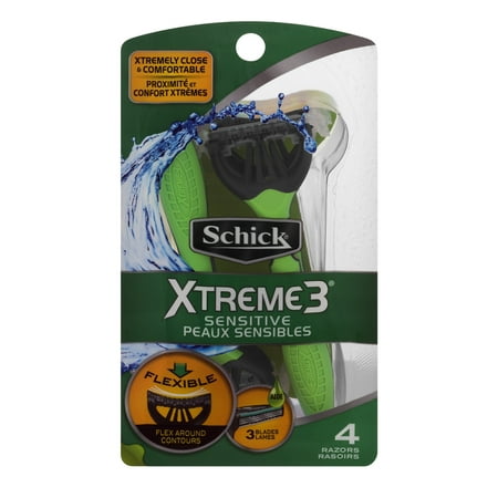 Schick Xtreme3 Sensitive Men's Disposable Razors, 4 Ct
