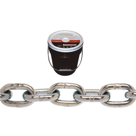 

Campbell 0140423 System 3 Grade 30 Low Carbon Steel Proof Coil Chain in Round Pail Zinc Plated 1/4 Trade 0.26 Diameter 141 Length 1300 lbs Load Capacity