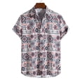 thumbnail image 2 of Camisa de hombre con diseño de rayas retro con estampado 3D de elefante, blusa holgada informal de verano con botones de solapa personalizados para hombre, 2 of 5