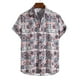 thumbnail image 2 of Camisa de hombre con diseño de rayas retro con estampado 3D de elefante, blusa holgada informal de verano con botones de solapa personalizados para hombre, 2 of 5