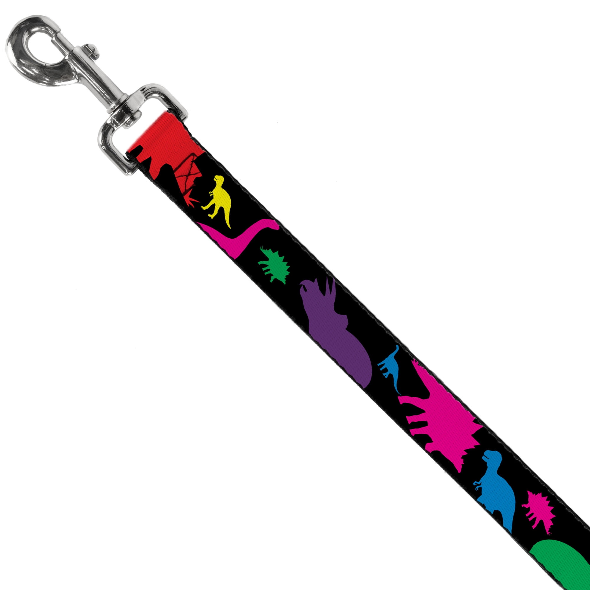 Buckle-Down Pet Leash, Dog Leash, Dinosaur Silhouette Black Multi Color, 6 Feet Long 1.0 Inch Wide