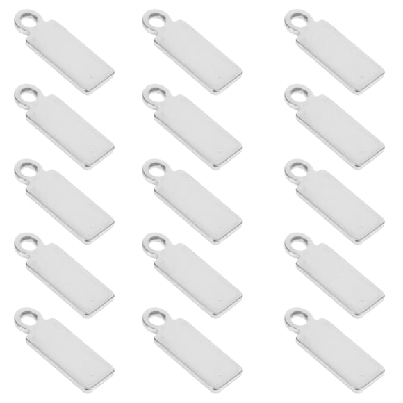 OUNONA 100Pcs Rectangular Stamping Tags Silver Stainless Steel Diy Jewelry Making Necklace Creation Artisans Crafters
