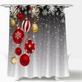 thumbnail image 4 of Merry Christmas Shower Curtain Red Yellow Xmas Balls Snowflake Winter Snow Happy New Year Festival Decor Fabric Bathroom Curtain with Hook, 4 of 4