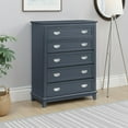 thumbnail image 6 of Benjara Sely Tall Dresser Chest, 5 Drawers, Navy Blue Wood Nickel Ring Handles, 6 of 6