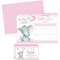 Elephant Girl Baby Shower Invitations, Peanut Baby Shower Invites with Diaper Raffles Cards, Sprinkle, 20 Invites Including Envelopes