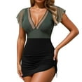 thumbnail image 1 of Maillot de Bain Robe de Bain pour Femme, Jupe à Volants en Maille, Paréos, Maillot 2026 Mode, Couleur : Vert Armée, Taille : L, 1 of 6