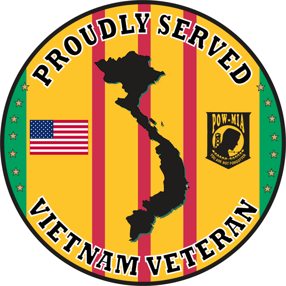 3.8 Inch Vietnam Veteran Proudly Served Sticker