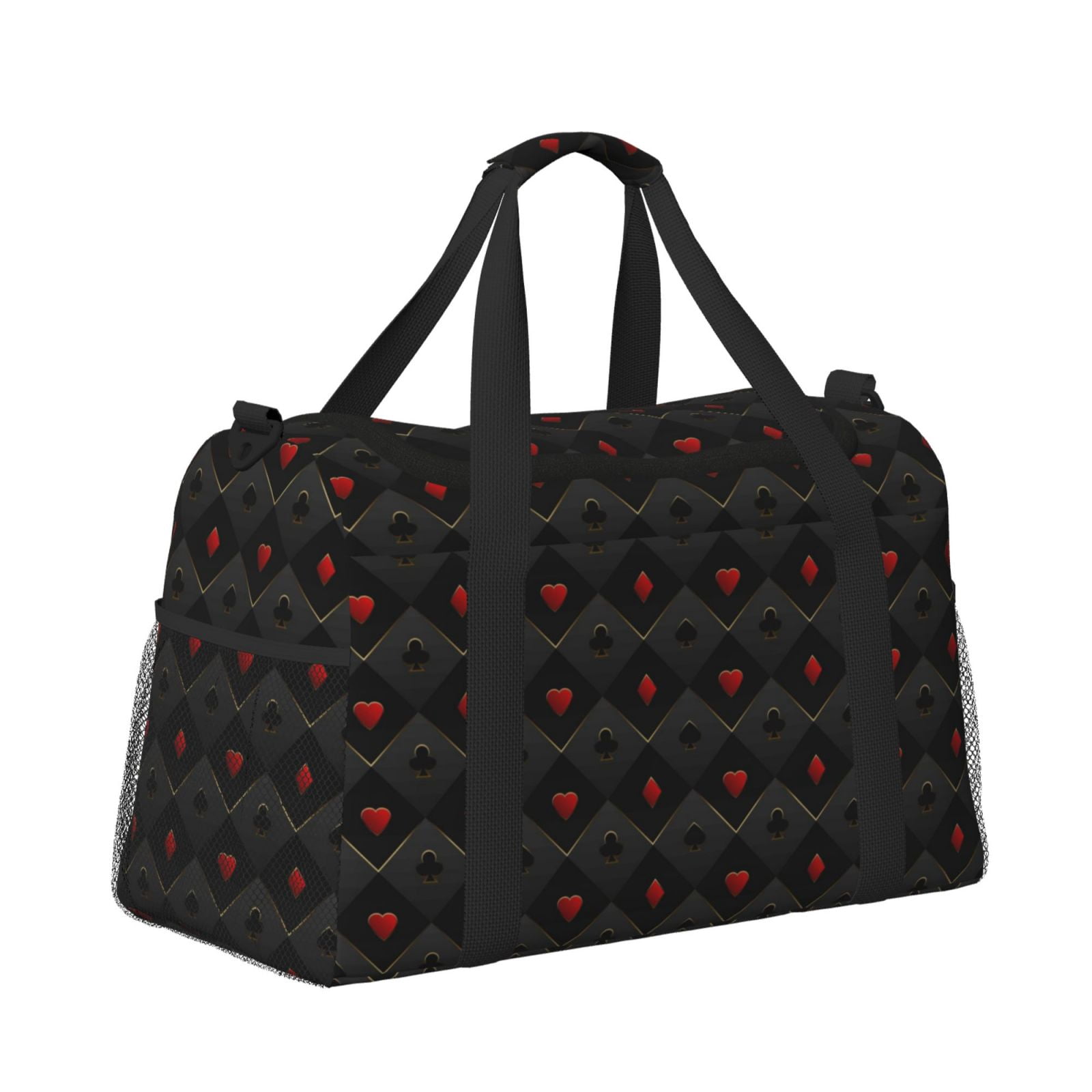 Fuzoiu Red Poker Print Travel Duffle Bag,Carry On Tote Bags,Duffel Bag,Sport Gym Bag, Hospital Bag for Labor and Delivery, Overnight Bag,Luggage Bag
