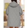 thumbnail image 6 of Women Long Diamond Quilted Hooded Jacket,Fashion Winter Coat Oversized Baggy, Warm Long Sleeve Jackets Grey XL, 6 of 7