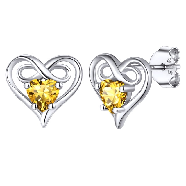 Pendientes Silvora Dainty con piedras preciosas para mujer, plata de ley, corazón infinito, regalo de joyería para cumpleaños o Navidad