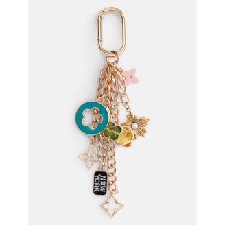Free Assembly Women's 3D Faux Leather Floral Handbag Charm, Pink