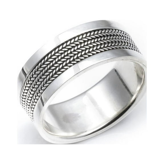 Silverly 9 mm Bali Rope Thumb Rings for Women and Men - 925 Sterling Silver Rings - Chunky Rings - Wide Band Rings for Men - Scroll Work Design - Couples Promise Ring