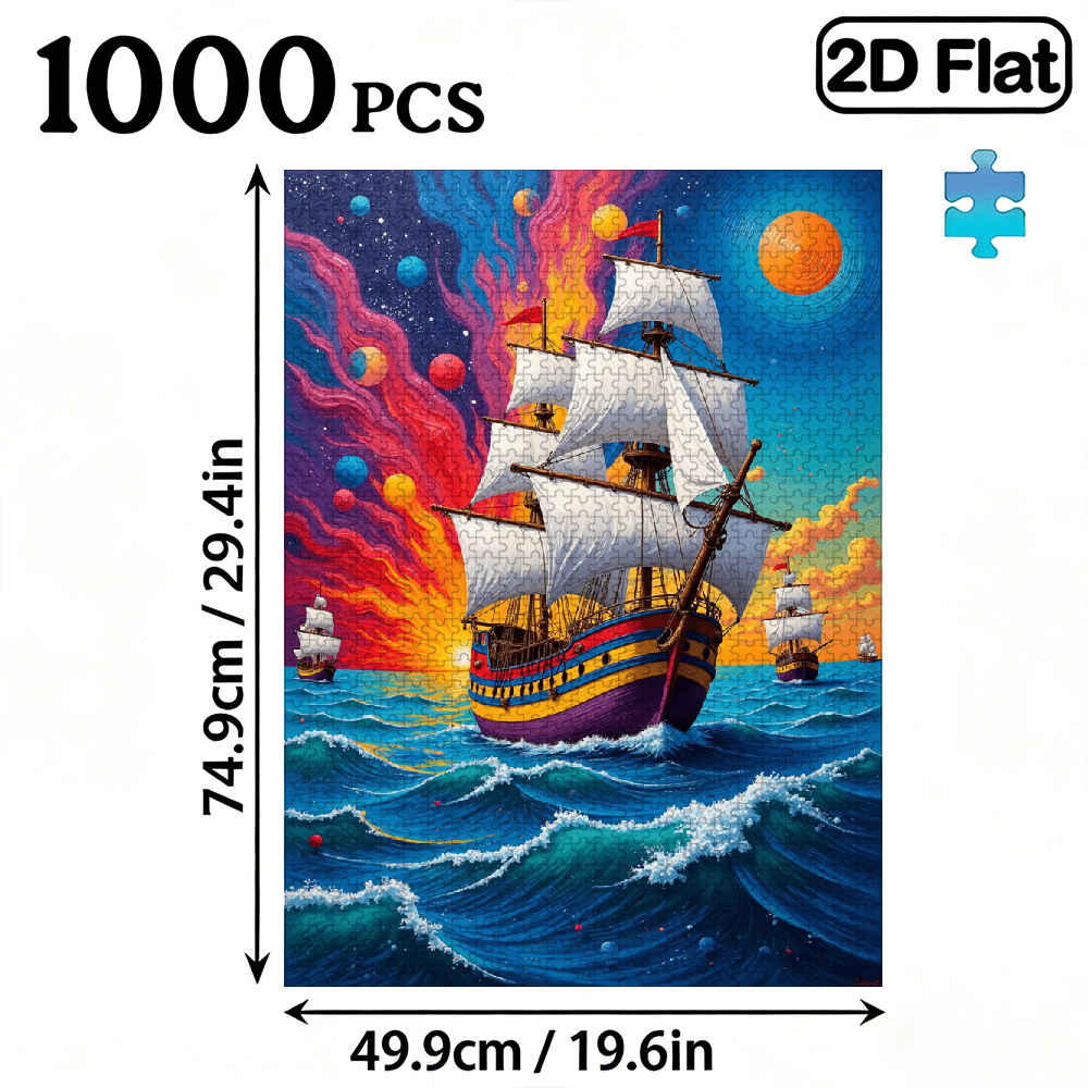 1000 pieces of vertical paper jigsaw puzzles - colorful sailing ships, with dimensions of 29.5 * 20 inches.