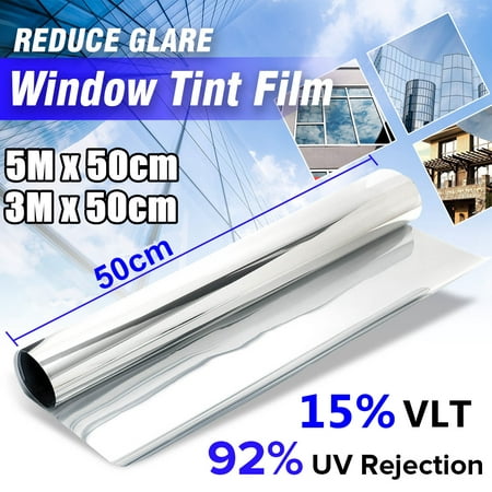 15% VLT One Way Mirror Privacy Film Reflective Car Home Silver Window Tint Film 16.4FT x 20 inch/9.8FT x 20 (Best Way To Remove Tint From Car Windows)