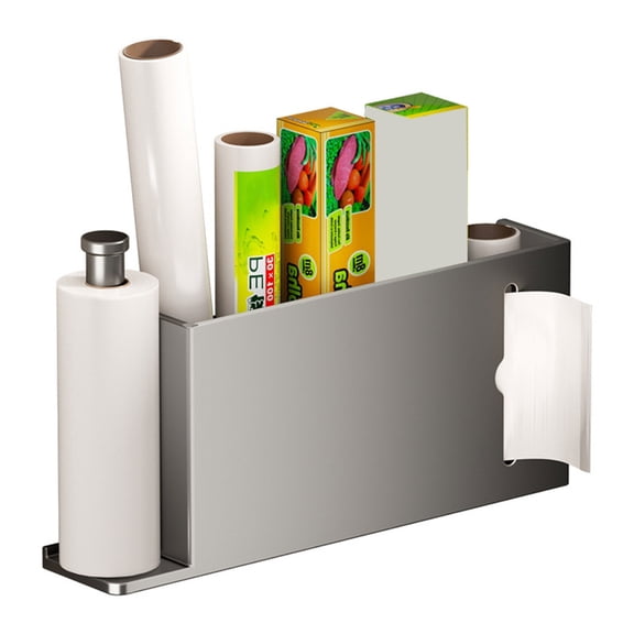WINDLAND Kitchen Cabinet Door Storage Solution Wall Mounted Organiser for Foil and Wax Paper Fridge Organization Accessories