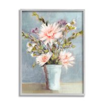Stupell Industries Flower Bouquet Pink Blooms Botanical & Floral Painting Gray Framed Art Print Wall Art