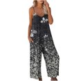 thumbnail image 2 of Wycnly Jumpsuits for Women Dressy Vintage Western Graphics Loose Wide Leg Strap Pocket Jumpsuist Overalls Summer V-Neck Sleeveless Ethnic Style Print Long Trendy Rompers Black xl, 2 of 5