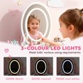 thumbnail image 4 of Qaba Kids Vanity, Girls Vanity Set with Mirror, Stool, 3-Colour LED Lights, 4 of 10
