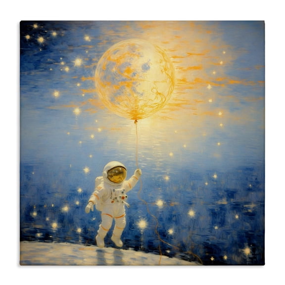 Astronaut with Dreamy Cosmic Balloon Canvas Wall Art, design by Angie Hawke