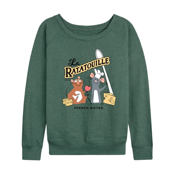 Ratatouille - La Ratatouille Women's Lightweight French Terry Wide Neck Long Sleeve Graphic Shirt