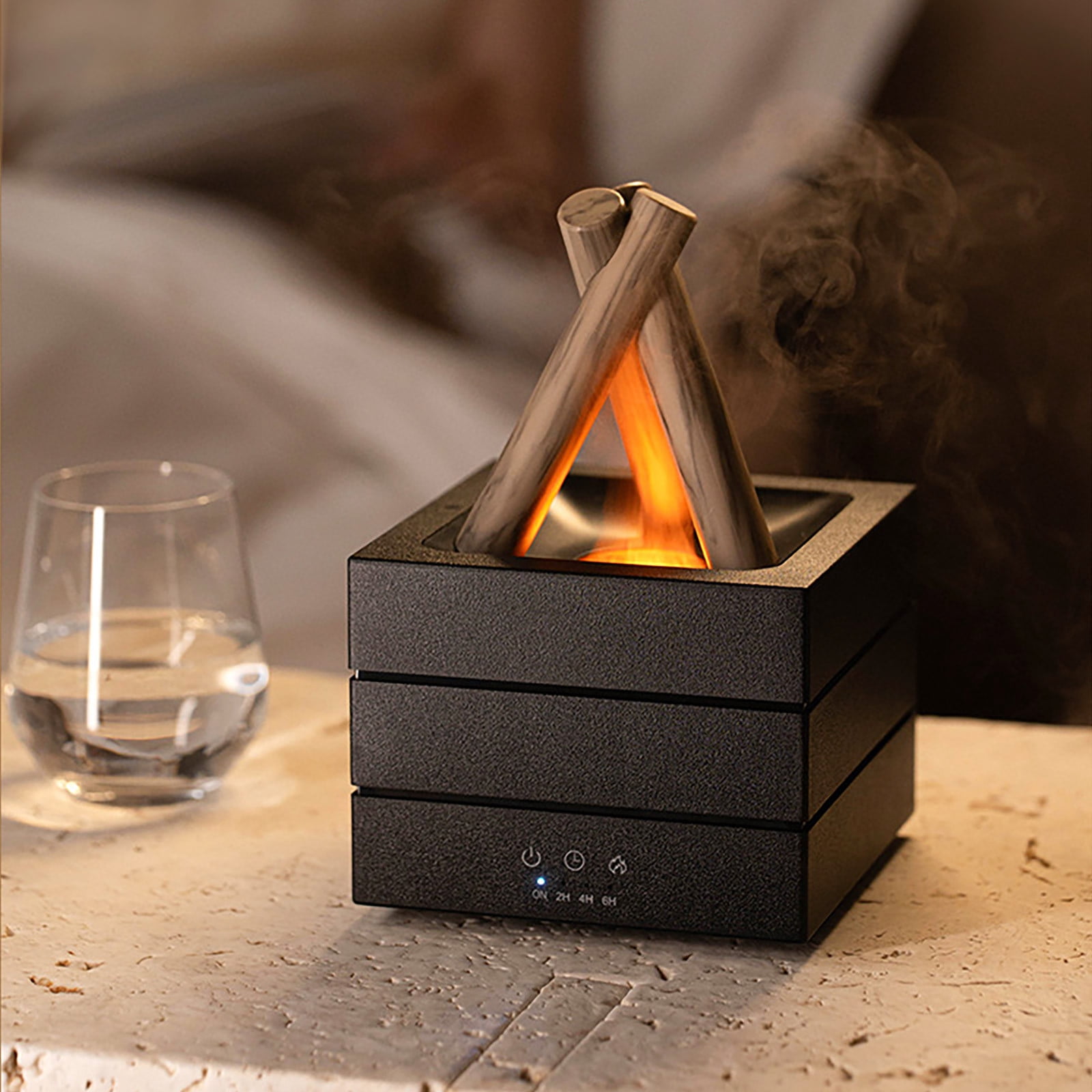 Daiosportswear USB Desk Aromatherapy Diffuser with 7-Color Gradient Flame, Air Humidifier, Small Appliance, Home Decor, Relaxation, office Use, Bonus Essential Oils