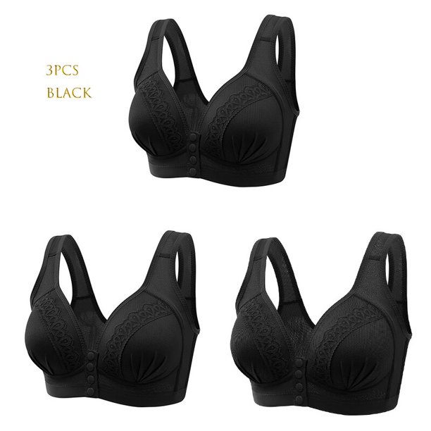 3 uds recién llegado de gran tamaño botón frontal cómodo sujetador para reunir sección delgada transpirable sin anillo de acero ropa interior de mujer 105 Tan Jianjun unisex