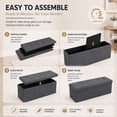 thumbnail image 4 of Folding Storage Ottoman Bench, 43 Inch Gray Fabric Storage Bench with Cushion Lid, Foot Rest Stool for Bedroom Entryway & Living Room, 4 of 8