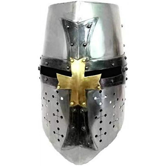 THOR INSTRUMENTS Medieval Armor Knight Crusader Templar Helmet With Stand Rustic Vintage Home Decor Gifts