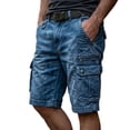 thumbnail image 7 of Jessboyy Jean Cargo Shorts for Men with Multi Pockets Button Zipper Knee Length Bermuda Cargo Summer Outdoor HIking Work Shorts Blue,XXL, 7 of 7