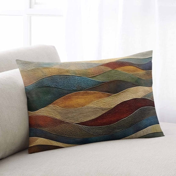Vintage Green Blue Throw Pillow Cover, Pillowcase Protectors with Zipper, Breathable Decorative Lumbar Pillow Case Cover, Farmhouse Retro Art Pillow Shams for Couch Sofa 16x24Inch