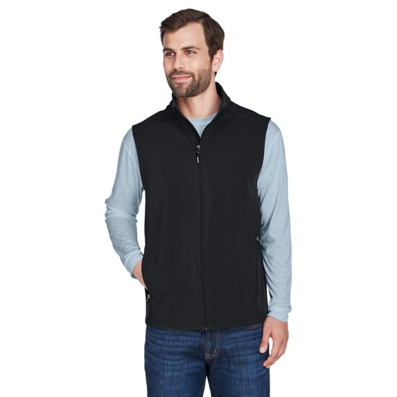 CORE365 CE701 Men's Cruise Two-Layer Fleece Bonded Soft Shell Vest-Black-5XL