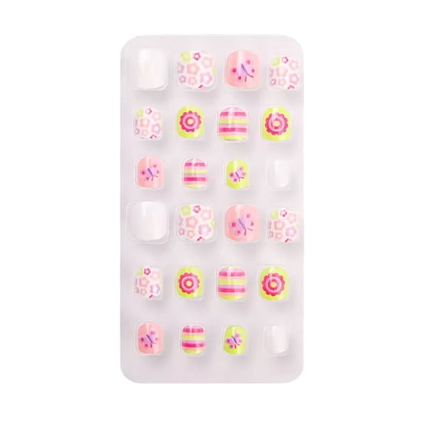 Soidarity 1 Juego de puntas de uñas artificiales, prensa en las uñas para niños, dibujos animados, bonitas pegatinas desmontables, regalos de Type1 NO1