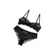 thumbnail image 4 of VISgogo Lencería sexy para mujer, sujetador + bragas de talle alto, decoración de pestañas de encaje, ropa de verano VISgogo moda, 4 of 9