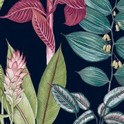 NEXT Fantasy Rainforest Leaves Navy Wallpaper