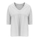thumbnail image 5 of Camisetas de Manga Media para las Mujeres Color Sólido Raglan V-Cuello Patchwork Plisado Top, Nylon Spandex, 5 of 7