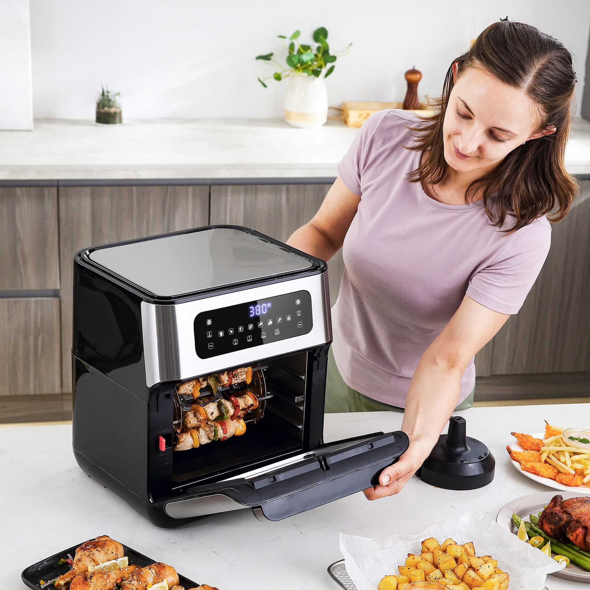 HOMCOM 10.5 Quart Air Fryer Oven with 8 Preset Cooking Menus, 1500W Air  Fryer Toaster Oven, Countertop Convection Oven with 9 Accessories,  Non-Stick Coating, Digital LED Screen 