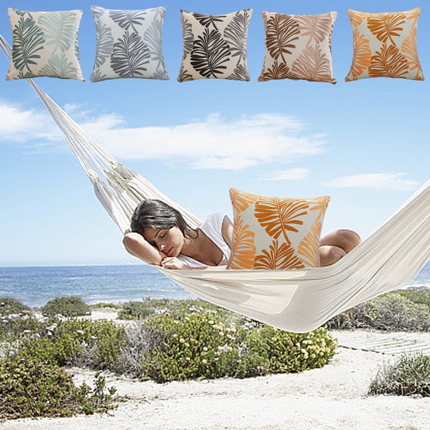 Funda de almohada de hoja de palma 45x45cm - Tela de terciopelo, suave y transpirable, funda lavable para sofá o cama, gris café verde naranja