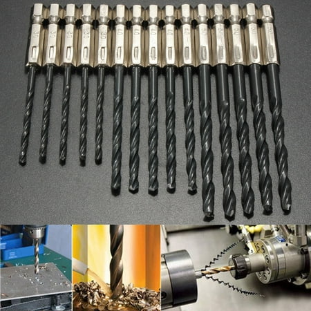 15PC/Set High Speed Steel Titanium Coated Drill Bits Set 3mm/4mm/5mm Hex Shank Steel Titanium Coated Drill Bit Shank