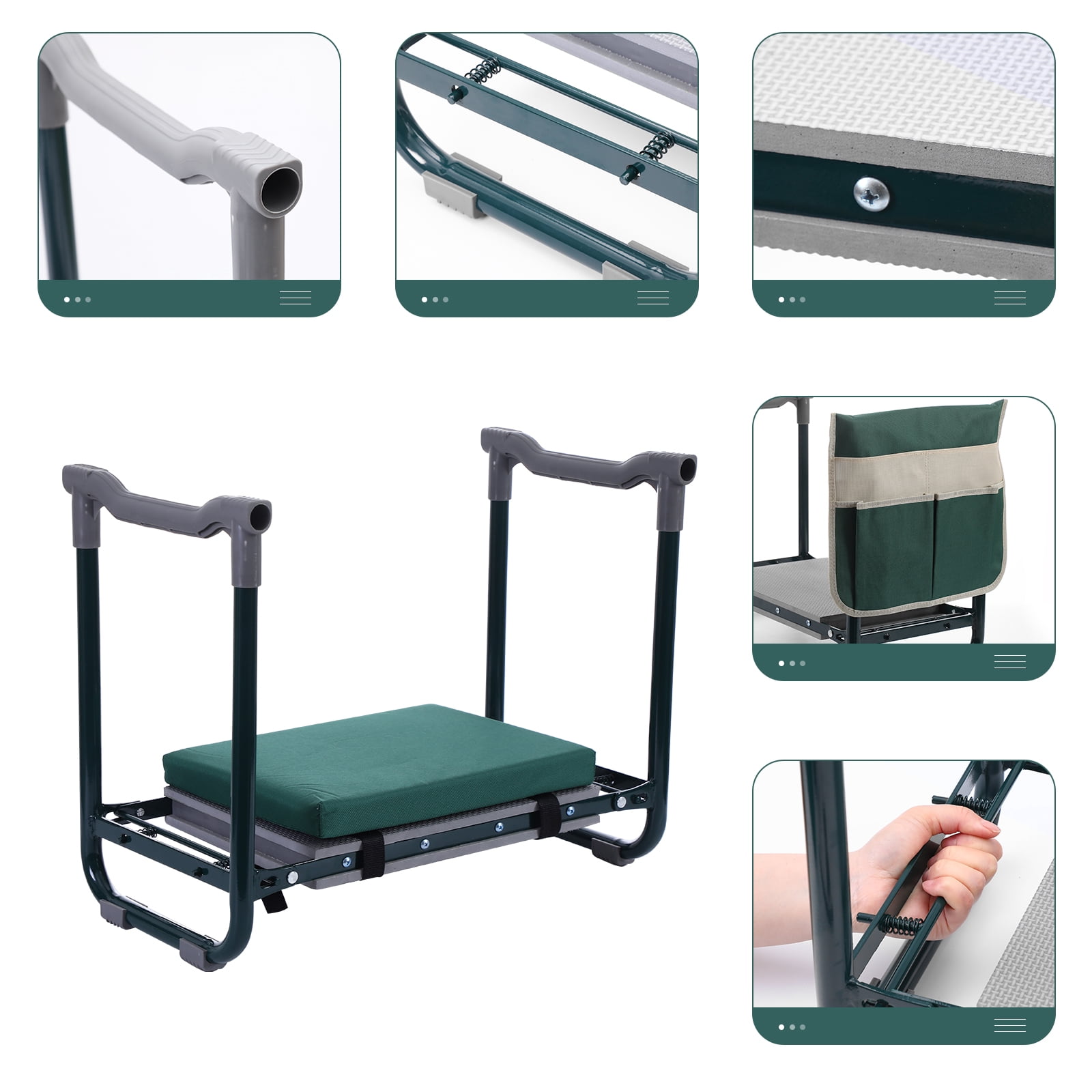 Garden Kneeler and Seat, Foldable Gardening Stool, Gardening Gifts for Women, Heavy Duty Garden Bench, Garden Kneelers for Seniors, with Tool Pouch and Gloves