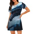 thumbnail image 1 of Easygdp Dragon Tempête Bleue pour Chemise de Nuit Femme Manches Courtes Chemise Décontractée Imprimée, 1 of 6