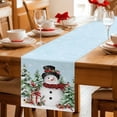 thumbnail image 5 of Blue Christmas Table Runner 70 Inches Long Farmhouse Dress Scarves, Xmas Trees Snowman Snowflake Birds Watercolor Dining Tablerunner for Coffee Table/Kitchen Island/Party Décor, 13" x 70", 5 of 8