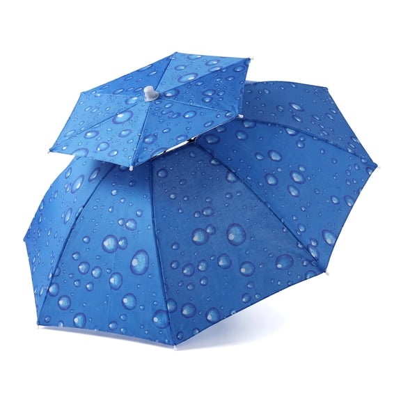 Double Layer Umbrella Hat Women Men Folding Sun Rain Cap with Adjustable Head Band for Fishing Camping Hiking