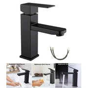 Bathroom Sink Faucet 1 Hole, Single Handle Faucet Hot And Cold Water Mixer Tap Lavatory Vanity Sink Faucet, Black